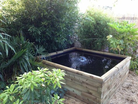 How to build a raised pond - Help Guides Small Raised Pond, Planter Wall Block, Raised Pond, Backyard Ducks, Pond Construction, Landscape Timbers, Patio Pond, Planter Wall, Building Raised Garden Beds