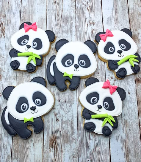 #pandacookies #panda #cookies #sugarcookies #cutecookies #pandalove Panda Cookies Decorated, Panda Cookies Royal Icing, Panda Macarons, Panda Bear Cake Ideas, Birthday Panda Decoration, Panda Cakes For Girl, Cookie Template, Panda Themed Party, Panda Cookies