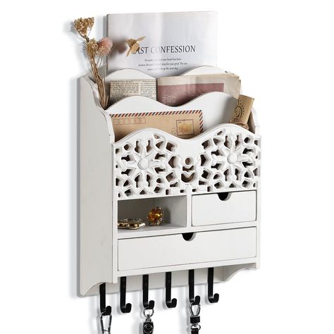 PRICES MAY VARY. 2 Drawer & 6 Key Hooks: The wall mount mail organizer has 2 mail slots and 6 key hooks, which can store and organize your daily letters, bills, magazines, dog leash and other daily necessities, keeping your desktop tidy and clean High Quality and Sturdy: The mail sorter is made of high quality SUS 304 stainless steel, sturdy and durable, not easy to deform or break, and can be applied for a long time Space-Saving Design: The wall mail holder has compact size, which can save spac Family Organization Wall, Entryway Room, Key And Letter Holder, Mail Slots, Mail Sorter, Key Holder For Wall, Letter Organizer, Mail Holder, Living Room Organization