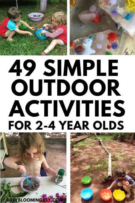 •Simple summer outdoor backyard  activities for your preschooler or toddler (2 year olds, 3 year olds and 4 year olds).  Fun outdoor play activities, simple no prep activities, water play activities,  gross motor backyard activities, fine motor & outdoor crafts for  preschoolers too.  Good independent play  activities perfect for outdoors, in your backyard this summer for preschoolers  and toddlers.  A giant list of outdoor  backyard activities for your toddler or preschooler to try this summer! Outdoor Activities For Preschoolers, Outdoor Play Activities, Preschool Outdoor Activities, Independent Play Activities, Water Play Activities, Outdoor Activities For Toddlers, No Prep Activities, Backyard Activities, Toddler Outdoor