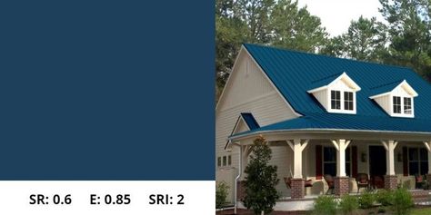 Regal-Blue-Metal-Roof Navy Metal Roof, Blue Metal Roof Houses Color Combos, Blue Roof House Colors Exterior Paint, Blue Metal Roof Houses, Blue Tin Roof, Metal Roof Houses Color Combos, Blue Metal Roof, Metal Roofs Farmhouse, Roof Options