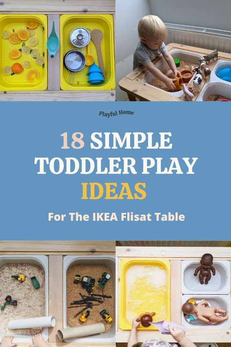 The Flisat table is a popular choice of parents of toddlers and preschoolers. Here's 18 of This Playful Home's top picks for simple and fun ideas that will keep your children engaged. Ikea Table Play Ideas, Ikea Sensory Bin Table Ideas, Ikea Table Activities, Easy Flisat Table Activities, Flisat Table Activities 12 Month Old, Ikea Flisat Table Ideas Toddler, Easy Sensory Table Ideas, Ikea Flisat Sensory Table Ideas, Toddler Table Activities