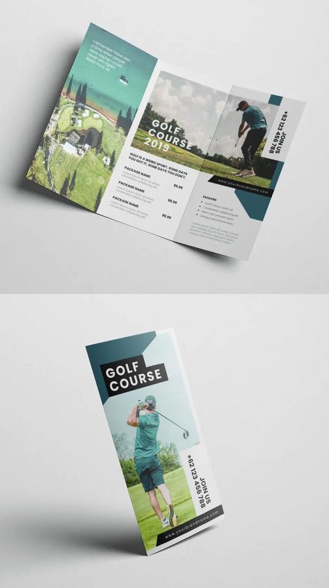 Brochure Design Layout Creative, Golf Brochure, Brochure Design Creative, Sport Luxe, Trifold Brochure Design, Brochure Template Psd, Sherwood Forest, Bi Fold Brochure, Brochure Design Inspiration