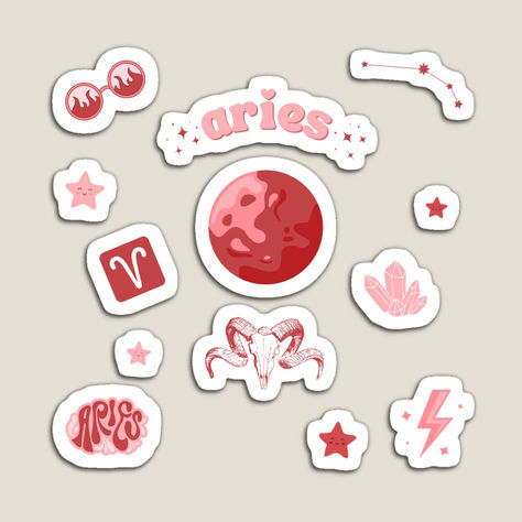 The Zodiac Signs: Aries Sticker Pack | Astrology, Spirituality, Accessories Star Sign Stickers, Stickers Boca, Horoscope Stickers, Aries Sticker, Astrology Stickers, Astrology Spirituality, Zodiac Stickers, Zodiac Signs Aries, The Zodiac Signs