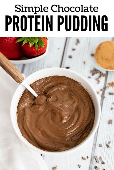 Chocolate protein pudding is the perfect afternoon snack or healthy dessert! This low carb high protein pudding is ready in about 2 minutes and is gluten free, dairy free, vegan and so easy to make! Only 4 ingredients! Protein Pudding Recipe, High Protein Pudding, Chocolate Protein Pudding, Slow Cooker Balsamic Chicken, Dairy Free Protein, Low Carb High Protein, Chocolate Pudding Recipes, High Protein Desserts, Sugar Free Pudding