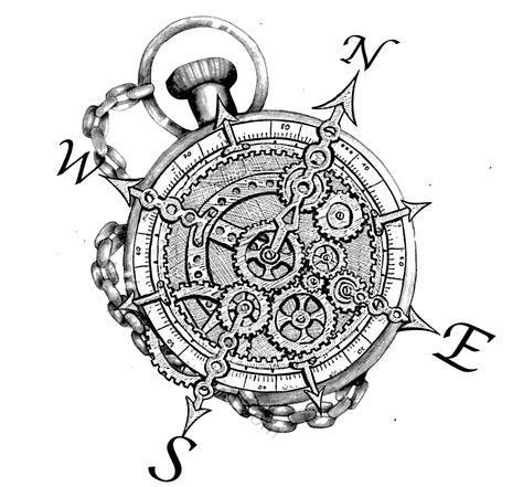 Pocket Watch Drawing, Steampunk Drawing, Clock Drawings, Coordinates Tattoo, Steampunk Tattoo, Watch Drawing, Pocket Watch Tattoo, Tattoo Now, Watch Tattoos