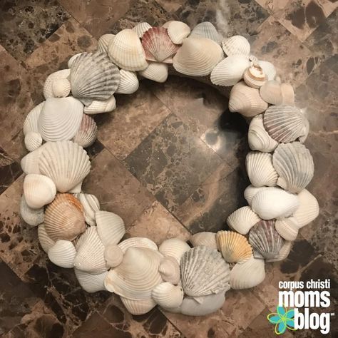 How to Make a Gorgeous Seashell Wreath for Under $5! White Grapevine Wreath, Painted Bricks Crafts, Brick Crafts, Wreath Wall Art, Straw Wreath, Seashell Wreath, Nautical Wreath, Shell Wreath, Heart Shaped Wreaths