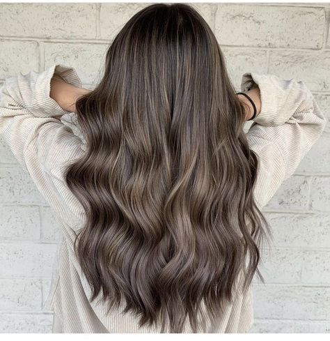 Full Dimensional Balayage, Ashy Brunnet Hair, Bridal Hair Color Brunette, Cool Tone Blonde Balayage Brunettes, Level 7 Brunette Hair, Ash Light Brown Hair Balayage, Level 6 Brown Hair With Highlights, Cool Toned Brown Highlights, Skeleton Brown Hair