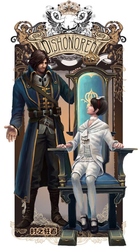 [DH] Corvo and Emily by 574471986 on DeviantArt Dishonored Corvo, Dishonored Art, Corvo Attano, Fantasy Reference, Arkane Studios, Cartoons Group, Dishonored 2, Geek Games, Game Collection