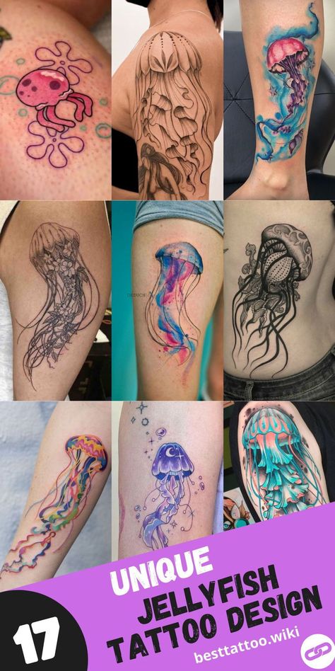 Jellyfish Tattoo Design Ideas: Inspiring Concepts and Designs for Your Next Jellyfish Tattoo #tattoo #art #jellyfish #tattooed Jellyfish Tattoo Women, Watercolor Jellyfish Tattoo, Small Jellyfish Tattoo, Jellyfish Tattoo Minimalist, Jellyfish Tattoo Design, Trend Tattoos, Poppy Tattoos, Ocean Sleeve Tattoos, Tattoo Jellyfish