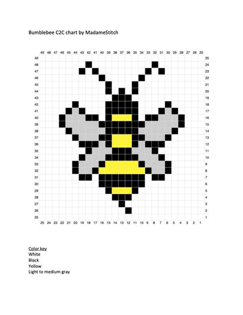 Easy Bumble Bee C2C blanket square crochet pattern | MadameStitch C2c Blanket, Bee Crochet, Square Crochet Pattern, Unique Cross Stitch, Cross Stitch Tutorial, Graph Patterns, Crochet Bee, Tapestry Crochet Patterns, Community Garden