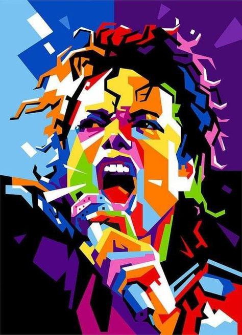 Michael Jackson Singing, Michael Jackson Party, Michael Jackson Poster, Portraits Pop Art, Wpap Art, Art Musical, Poly Art, Michael Jackson Art, Pop Art Portraits