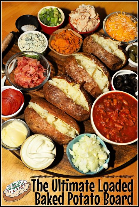 Charcuterie Board Baked Potato, Potatoes Charcuterie Board, Loaded Baked Potato Board, Baked Potato Dinner Board, Baked Potatoes Charcuterie Board, Charcuterie Board Game Day, Baked Potato Charcuterie Board Ideas, Lazy Susan Charcuterie Board, Anything But Charcuterie Board