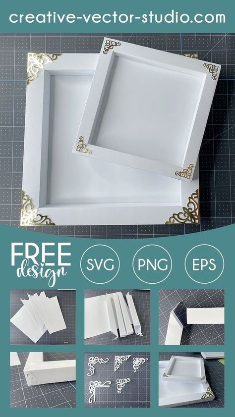 Cricut Cardstock Picture Frame, Svg Free Files For Shadow Boxes, Shadowbox Template Free, Free Box Svg Files For Cricut, Paper Frames Diy Templates, 3d Square Template, Picture Frame Svg Free, Scrapbook Svg Free, Paper Shadow Box Template