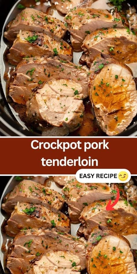 Discover the ultimate crockpot pork tenderloin recipe that's perfect for busy weeknights. This easy, flavorful dish combines tender pork with a delicious spice rub made from brown sugar, smoked paprika, garlic powder, and more. Cooked to perfection in a slow cooker with beef broth and butter, this recipe ensures juicy, melt-in-your-mouth pork every time. Ideal for family dinners or meal prep, this pork tenderloin is sure to become a favorite. Pork Tenderloin And Stuffing Crockpot, Creamy Pork Tenderloin Recipes In Crockpot, Pork Tenderloins In Crockpot, Whole Pork Tenderloin Recipes Crockpot, Crock Pot Pork Tenderloin Slow Cooker, Easy Pork Tenderloin Recipes Crockpot, Crockpot Tenderloin Recipes, Pork Tenderloin Recipes In Crockpot Slow Cooker, Pork Tenderloin Crockpot Recipes