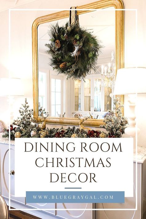 Wreath Hanging From Ribbon On Mirror, Wreaths Over Mirrors, Mirror With Christmas Wreath, Christmas Wreath Over Mirror, How To Hang Wreath On Mirror, Mirror Wreath Decor, Wreaths On Mirrors Ideas, Wreath On Mirror Christmas, Christmas Wreath On Mirror