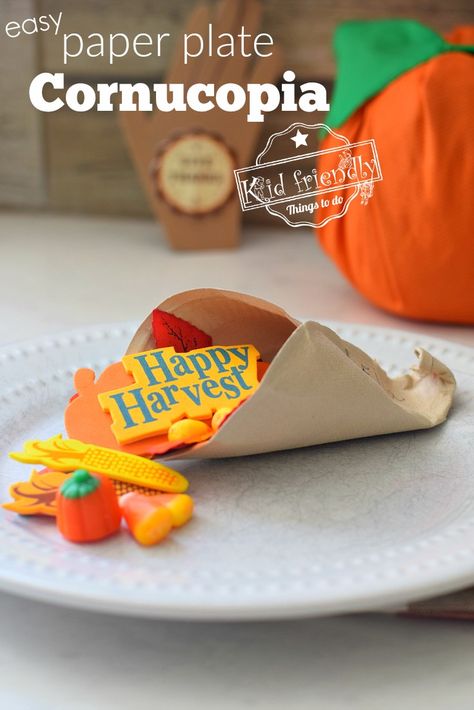 A Paper Plate Cornucopia Craft is a great Thanksgiving place setting or activity. Easy to make - perfect for a preschool, or elementary school party craft. www.kidfriendlythingstodo.com #Thanksgiving #craft #easy #preschool #kindergarten #fun #cornucopia #paperplate Cornucopia Craft Preschool, Cornacopia Craft, Cornucopia Craft, Elementary School Party, Thanksgiving Place Setting, Cool Toys For Boys, Thanksgiving Plates, Place Settings Thanksgiving, Easy Thanksgiving Crafts