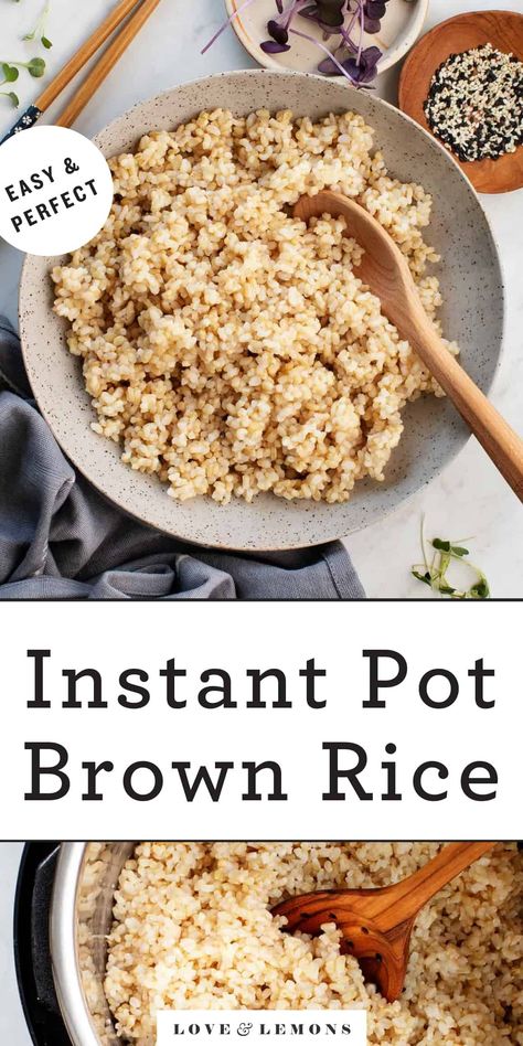 Instant Pot Brown Rice Recipe - Love and Lemons Instapot Brown Rice, Brown Rice Instant Pot, Instant Pot Brown Rice, Rice In The Instant Pot, Rice Instant Pot, Staple Recipes, Carb Sides, Rice On The Stove, Glutenfree Recipe