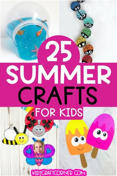 Looking for fun summer craft ideas for your kids to do this summer? Here are 23 fun kids' summer crafts. Everything from ocean slime, to pretend play popsicles. Get your summer off to a great start with these easy summer craft ideas. Easy Summer Crafts, Summer Activities For Toddlers, Summer Arts And Crafts, Fun Summer Crafts, Summer Craft, Summer Crafts For Kids, Crafts For Kids To Make, Summer Activities For Kids, Kids Diy