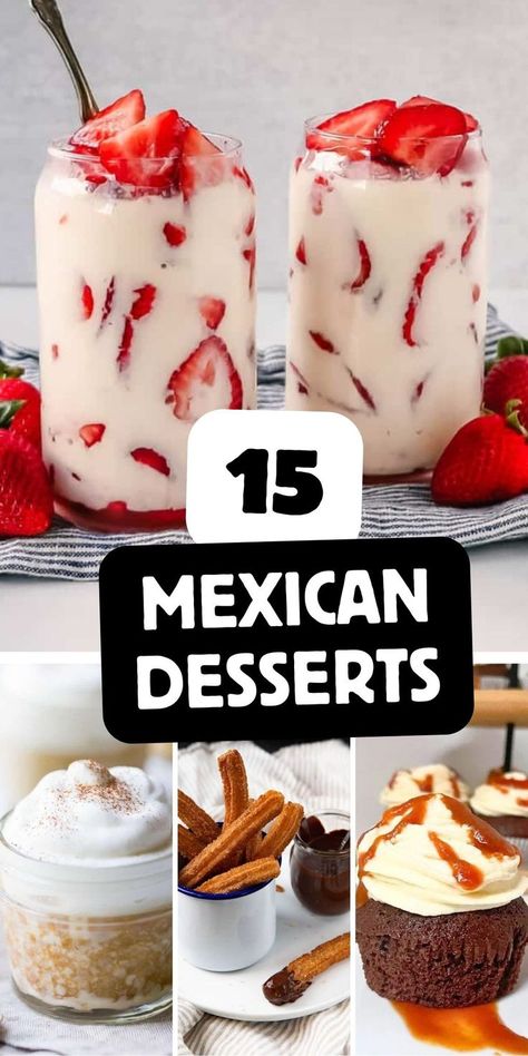 15 Mexican desserts and photos of four mexican desserts Mexican Dessert Table, Mexican Desert, Crema Recipe, Desert Party, Best Treats, Mexican Treats, Treat Table, Mexican Dessert Recipes, Mexican Theme