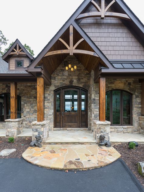 Craftsman Brick Exterior, Brick And Hardie Board Exterior, Rustic House Exterior, Acme Brick, Austin Stone, Hardie Board, Mountain Home Exterior, Stone And Wood, Brick Exterior