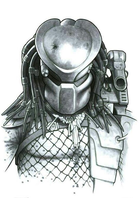 THE PREDATOR Predator Tattoo, Star Wars Art Drawings, Helmet Drawing, Predator Artwork, Predator Alien Art, Film Characters, Predator Movie, Alien Drawings, Arte Alien