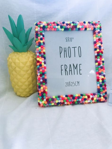 School Year Themes, Rainbow Pom Pom, Rainbow Sign, Pom Pom Baby, 8x10 Picture Frames, Table Favors, Picture Frame Decor, Baby Frame, Pom Pom Crafts