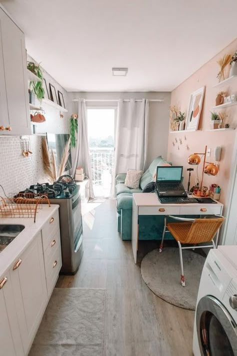 Small Studio Apartment Ideas 500 Sq Ft, Studio Apartment Ideas With Kitchen, Studio Apartment Ideas 400 Sq Ft, Small Studio Room Decor, Small Home Interior Design Ideas Apartments, Kitchen Studio Apartment, 400 Sq Ft Studio Decorating, 500 Sqft Apartment Ideas, 200ft Studio Apartment