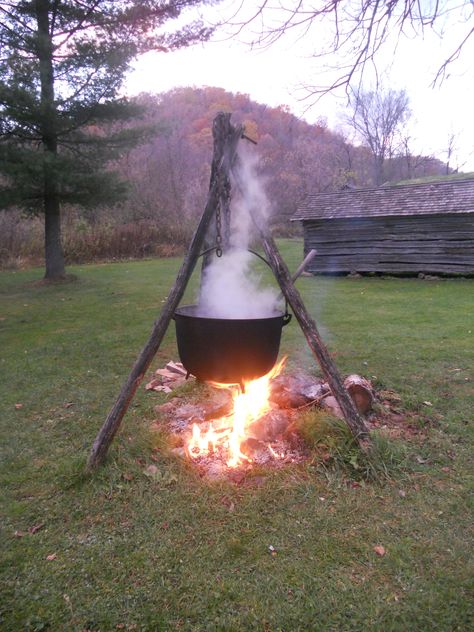 Farm Witch Aesthetic, Witch Cauldron Aesthetic, Witches Couldren, Woods Reference, Cauldron Aesthetic, Giant Cauldron, Witch Activities, Witch Caldron, Herbalist Witch