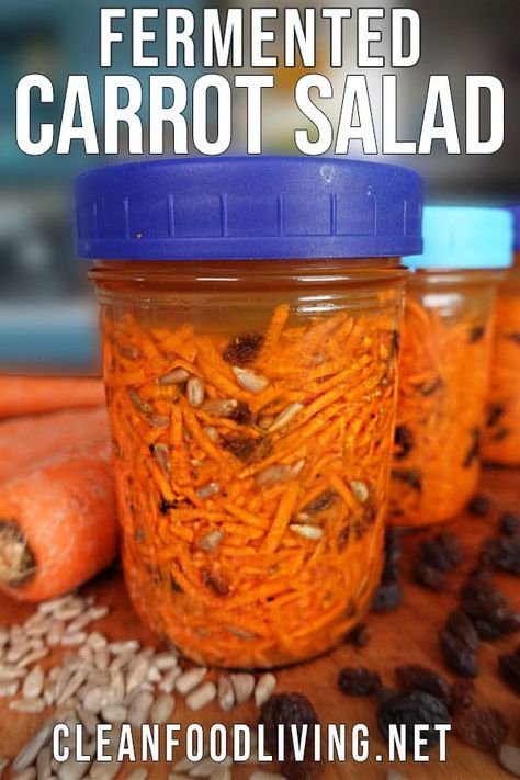 fermented carrot salad How To Ferment Carrots, Fermented Carrot Salad, Fermented Carrots Recipe, Fermented Carrots, Carrot Raisin Salad, Fermenting Weights, Carrot Salad Recipes, Fermentation Recipes, Trying Something New