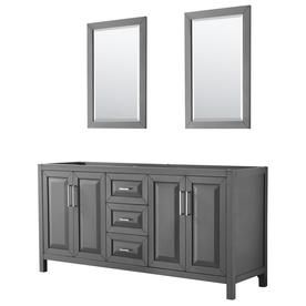 Wyndham Collection Daria Dark Gray 71.0 Transitional Bathroom Vanity Beautiful Vanities, Bathroom Vanities Without Tops, Free Standing Vanity, Grey Bathroom Vanity, Soft Close Drawer Slides, Bathroom Vanity Base, Double Vanity Bathroom, Double Bathroom, Transitional Bathroom Vanities