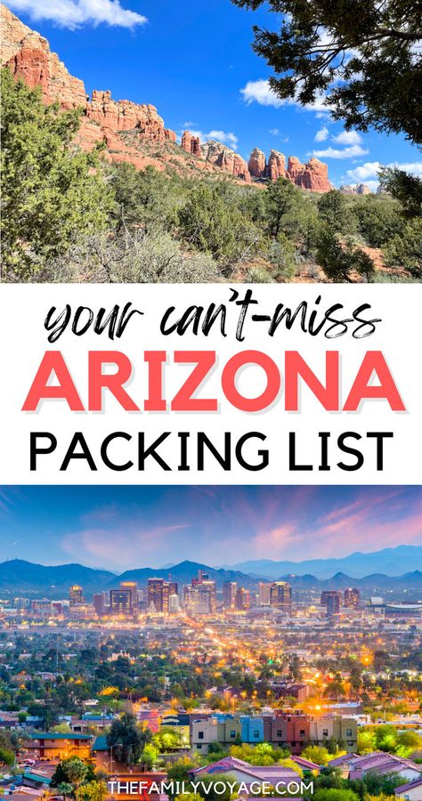 Not sure what to pack for your Arizona trip? Our expert packing guide covers all the essentials! Learn what to bring for hiking, exploring national parks, and staying cool in the desert sun. Don't leave for Arizona without checking out these must-have travel items! | Arizona packing list | what to pack for Arizona | Arizona essentials | Arizona travel tips | Arizona travel guide What To Pack For Arizona, Arizona Packing List, Arizona Travel Guide, Arizona Trip, West Coast Travel, Desert Adventure, Nature Destinations, Arizona Road Trip, Arizona Hiking