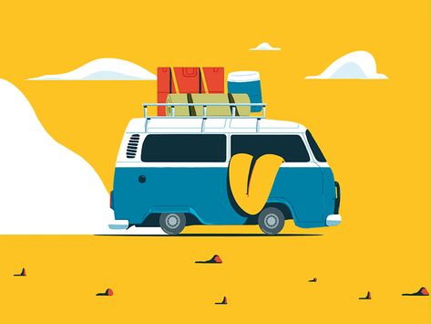 Roadtrip Travel Animation, Vacation Gif, Car Gif, Pet Brand, Car Animation, Animation Gif, Bus Travel, Motion Graphics Design, Motion Design Animation