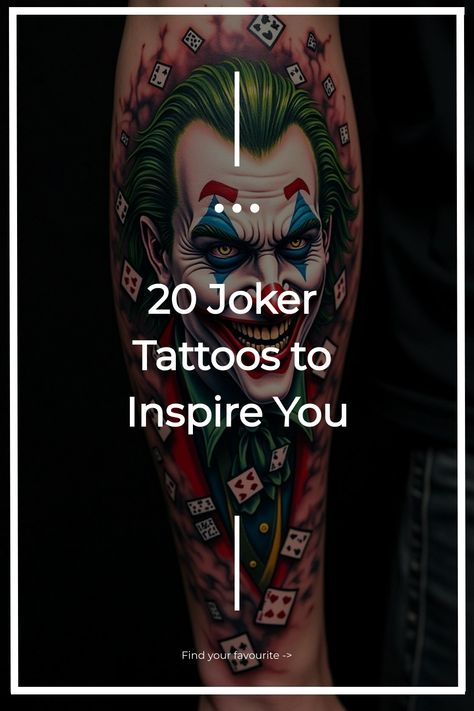 20 Joker Tattoos to Inspire You Joker Art Tattoo, Joker Symbol, Joker Tattoos, Joker Tattoo Design, Moth Tattoo Design, Unique Wrist Tattoos, Yakuza Tattoo, Trash Polka Tattoo, Joker Tattoo