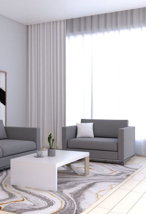 White curtains in living room with gray furniture Living Room With Gray Furniture, Curtains With Grey Sofa, Curtains In Living Room, Mint Curtains, Green Curtains Living Room, Mint Living Rooms, Grey Curtains Living Room, Modern Living Room Sofa Set, White Curtains Living Room