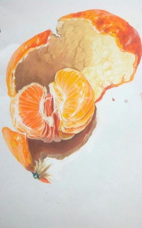 Mandarin Painting, Tangerine Painting, Tangerine Art, Watercolor Oranges, Watercolor Food, Paintings Watercolor, Watercolor Fruit, Food Painting, Fruit Illustration