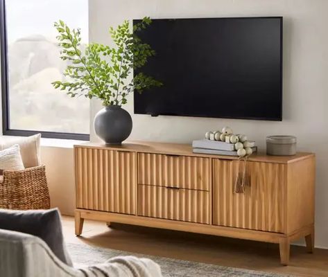 31 New TV Stands From Target Target Tv Stand, Studio Mcgee Target, Tv Cabinet Design, Living Tv, Wooden Tv Stands, Entertainment Units, Design Rules, Living Room Tv Stand, Tv Stand Wood