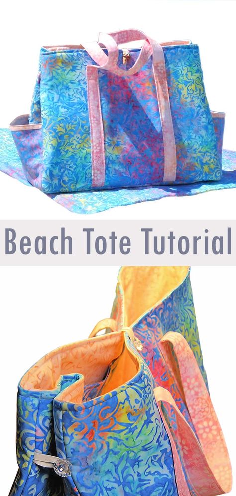 Beach Tote Bag and Mat DIY Tutorial Beach Bag Diy Pattern Free Sewing, Beach Bag Diy Pattern, Beach Bag Patterns Free Sewing, Beach Bag Patterns, Beach Bag Tutorials, Diy Beach Bag, Beach Bag Pattern, Tote Tutorial, Bags Sewing