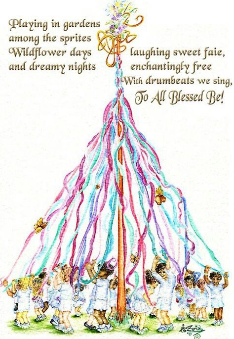 “Playing in gardens, among the sprites, Wildflower days, and dreamy nights, laughing sweet faie, enchantingly free, With drumbeats we sing, To All blessed be!” ~*~ (May Day, springtime, celebration, Beltane) Beltane Maypole, Maypole Dance, May Pole, Children Dancing, May Baskets, British Culture, May Days, Happy May, May Day