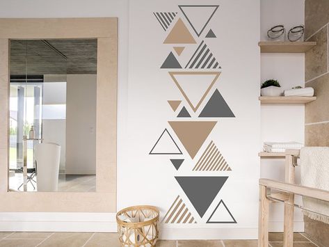 Geometric Wall Paint, Wall Paint Patterns, Creative Wall Painting, Triangle Wall, Diy Wall Painting, Room Wall Painting, Bedroom Wall Designs, Wall Murals Painted, Bedroom Wall Paint