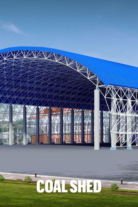 Space Frame Steel Structure Building Design Space Truss, Coal Storage, Building A Wooden House, Bulk Storage, Structure Building, Truss Structure, Steel Sheds, Steel Structure Buildings, House Roof Design