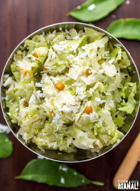 Vegan Cabbage Recipes, Indian Cabbage, Cabbage Poriyal, Food Preps, Vegan Cabbage, Cooking Veggies, Healthy Greens, Indian Veg Recipes, Cabbage Recipe