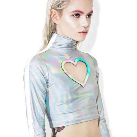 Heart Cut Out Top, Holographic Top, Alien Clothes, Space Fashion, Heart Cut Out, Cool Fashion, Futuristic Fashion, Wildfox Couture, Cut Out Top