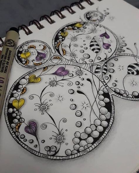 Unique Zentangle Drawings, Zentangles Patterns, Zentangle Watercolor, Zantangle Art, Neurographic Art, Doodle Art Flowers, Zen Doodle Patterns, Zentangle Artwork, Zen Tangle