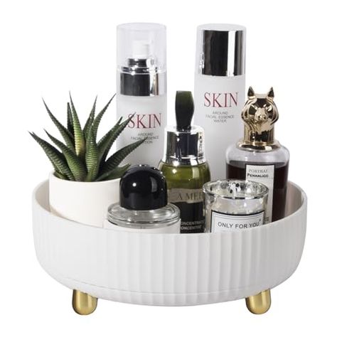 Anyoifax Makeup Perfume Organizer Tray 360 Degree Rotating Lazy Susan Skincare Lotion Organizer Spinning Cosmetics Storage for Dresser, Vanity, Bathroom Countertop, Small White Lotion Organizer, Lotion Organization, Dresser Vanity Bathroom, Skincare Lotion, Perfume Organizer, Perfume Organization, Care Organization, Dresser Vanity, Cosmetics Storage