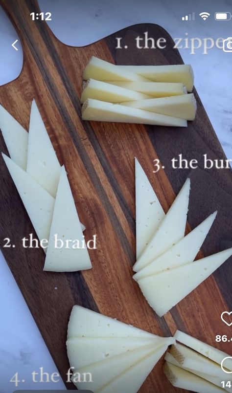 Charcuterie Paddle Board Ideas, Charcuterie Board Ideas Hacks, Different Ways To Cut Cheese For Charcuterie Board, Long Narrow Charcuterie Board, 25 Charcuterie Board, Charcuterie Set Up Ideas, Sliced Cheese Charcuterie, Cottage Core Charcuterie Board, Rectangular Charcuterie Board Ideas