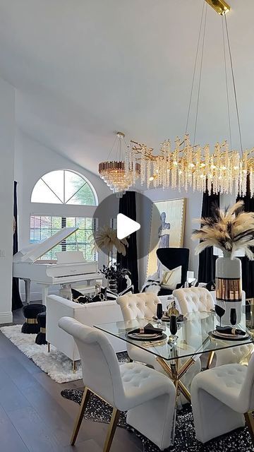 Wendy Millward on Instagram: "Happy Tuesday My Friends! Today I am featuring a new view of my new home! I am so obsessed with my new dining room chandelier! Please DM me for links to the items in this room!🖤💛🖤
.
MY MEMORIAL DAY SALE HAS BEEN EXTENDED UNTIL WEDNESDAY! BUY ONE PILLOW COVER OR CURTAIN, GET THE SECOND ONE AT 50% OFF! FREE SHIPPING & NO TAX! Discount code: MEMORIAL50. Happy shopping!💛🖤💛
.
.
.
.
#diningroomchandelier #diningrooms #livingroominspiration #diningroomdecor #diningroomdesign #coffeetablestyling #homedecor #glamstyle #diningtable #diningtabledecor #glamdecor #interiordetails #decor #glamdecorating #beautifulhome #classyhome #designinspo #golddecor #pillowcover #glamhome #homeinspo #pillowcovers #pillowshop #chandelier #vogueliving #inspotoyourhome #livingroomdec Glam Dining Room Ideas, Glam Dining Room, My New Home, Memorial Day Sale, Room Chandelier, Vogue Living, Coffee Table Styling, Glam Decor, Dining Room Chandelier