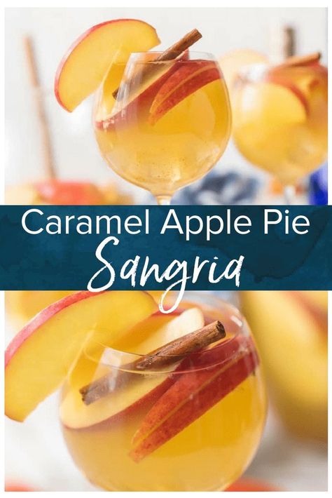 Apple Cider Caramel Vodka, Apple Pie Sangria, Apple Sangria Recipes, Apple Cider Caramel, Popular Drink Recipes, Thanksgiving Sangria, Apple Cider Sangria Recipe, Fall Sangria Recipes, Caramel Apple Sangria