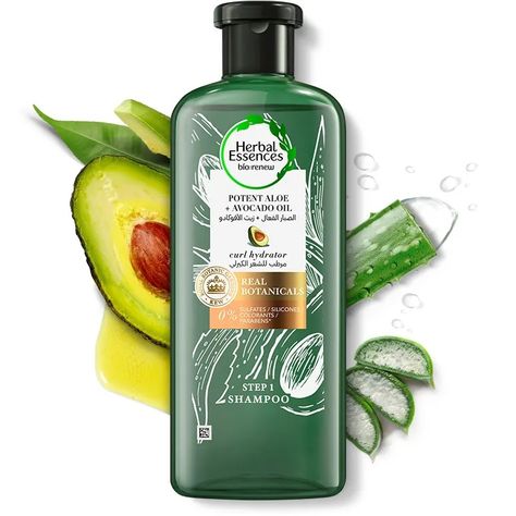 Potent Aloe & Avocado Oil Shampoo | Herbal Essences Arabia Green Tea Shampoo, Avocado Shampoo, Herbal Essence Shampoo, Earthy Fragrance, Herbal Essences, Hair Care Brands, Aloe Leaf, Plant Science, Sulfate Free Shampoo