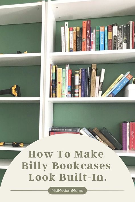 Elevate the look of your Ikea Billy Bookcases with this easy hack to make them appear built-in. Just a few easy tweaks will transform your shelves from off the shelf to stylish focal point. billy bookcase hack. billy bookcase. billy bookcase built in. billy bookcase built in office. billy bookcase built in hack. ikea billy bookcase hack built ins. billy bookcase hack built ins. ikea hacks billy bookcase built ins. ikea hacks. ikea hacks storage. Making Billy Bookcases Look Built In, Diy Faux Built In Bookcase, Ikea Hack Book Shelves, Billy Bookcase Shelf Spacing, Ikea Billy Bookcase Hack Trim, Upgrade Ikea Bookcase, Billy Office Hack, Ikea Shelf Hack Billy Bookcases, Add Trim To Bookcase